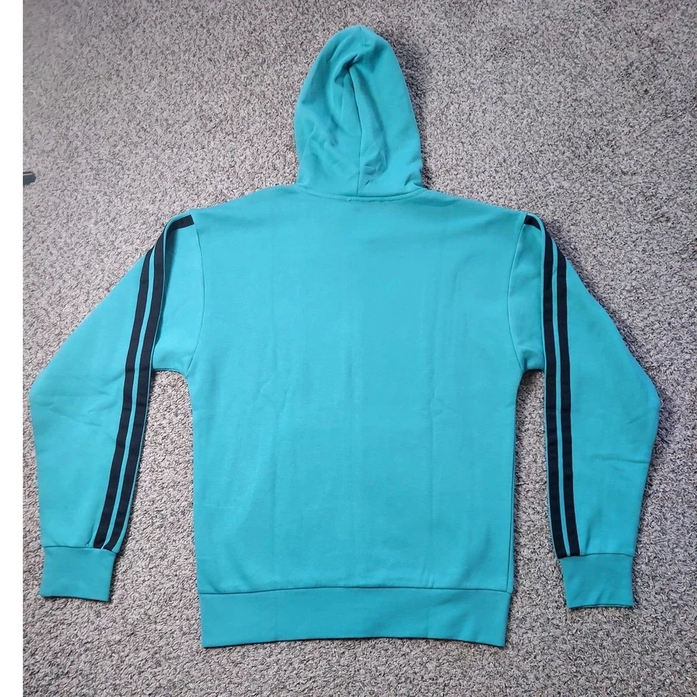 Adidas Hoodie Mens MT Teal Full Zip 3-Stripe Athletic Fleece Sweatshirt NEW